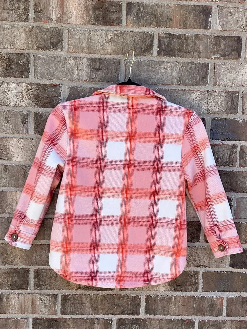 Take 50% OFF- Old Navy Coral and Orange Plaid Button-Front Shacket, Size-6
